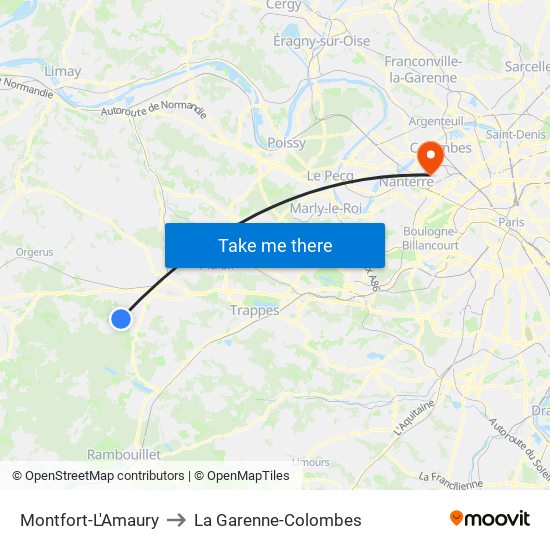 Montfort-L'Amaury to La Garenne-Colombes map