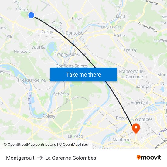 Montgeroult to La Garenne-Colombes map