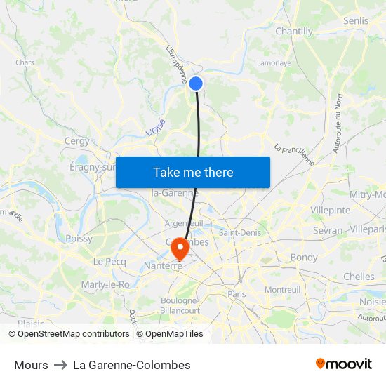 Mours to La Garenne-Colombes map