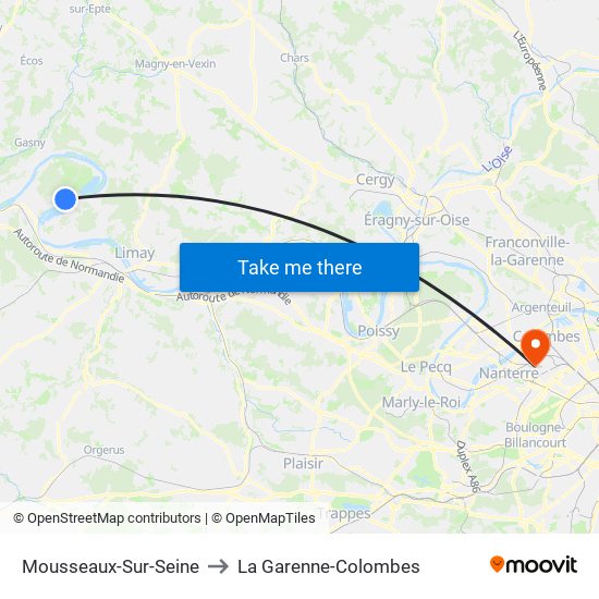 Mousseaux-Sur-Seine to La Garenne-Colombes map