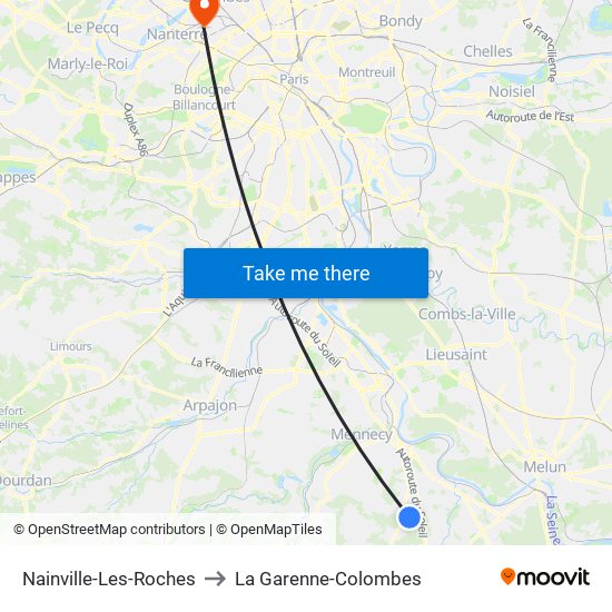 Nainville-Les-Roches to La Garenne-Colombes map