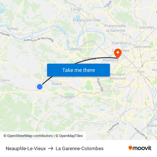 Neauphle-Le-Vieux to La Garenne-Colombes map