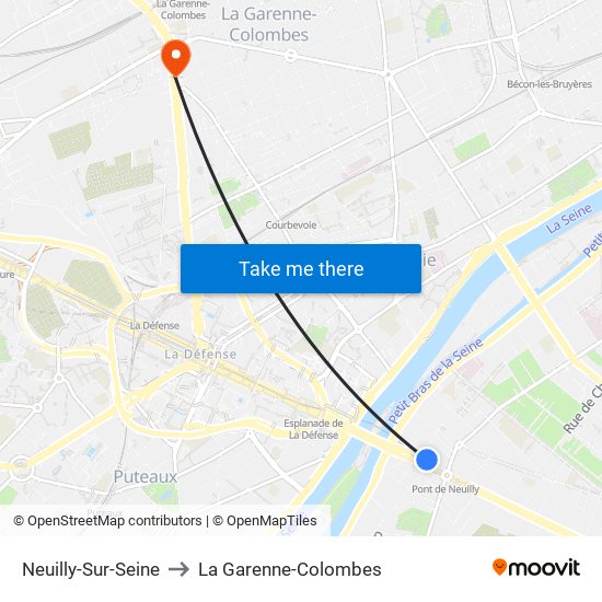 Neuilly-Sur-Seine to La Garenne-Colombes map