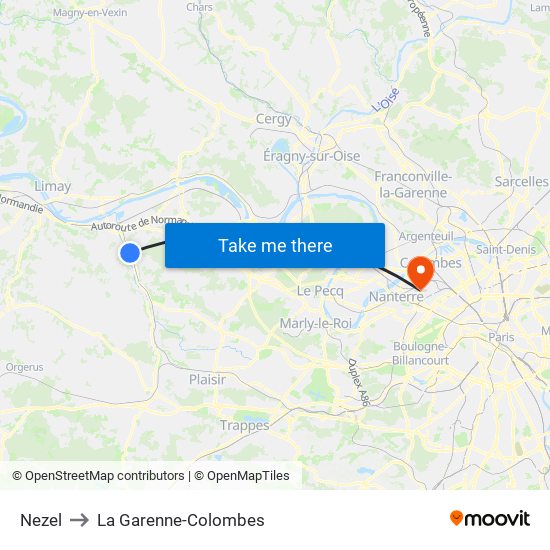 Nezel to La Garenne-Colombes map