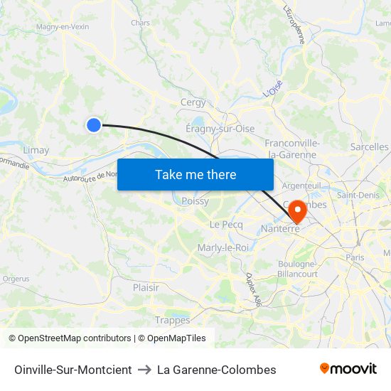 Oinville-Sur-Montcient to La Garenne-Colombes map