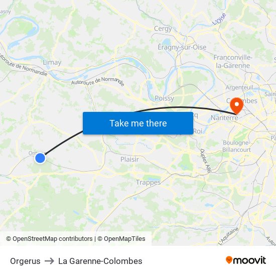 Orgerus to La Garenne-Colombes map