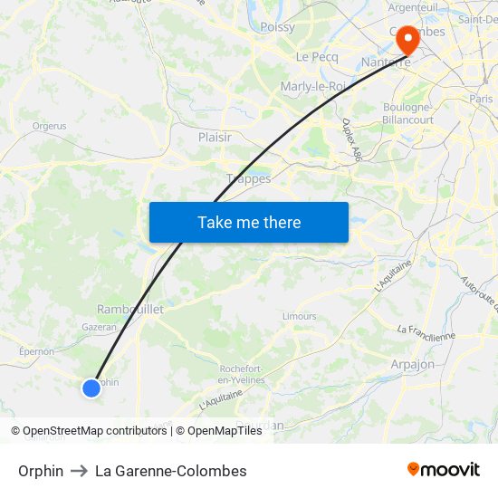 Orphin to La Garenne-Colombes map