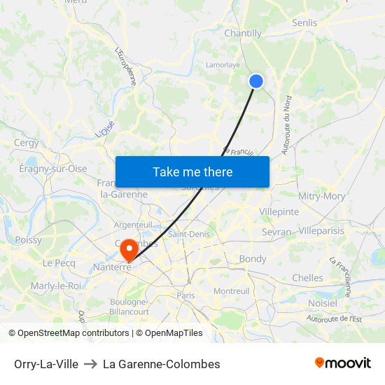 Orry-La-Ville to La Garenne-Colombes map