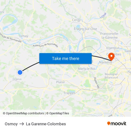 Osmoy to La Garenne-Colombes map