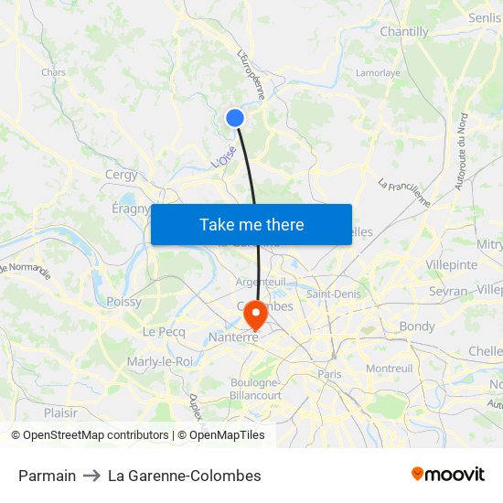 Parmain to La Garenne-Colombes map