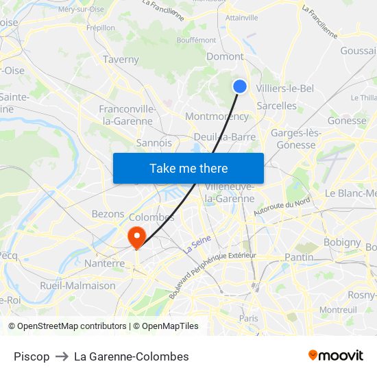 Piscop to La Garenne-Colombes map