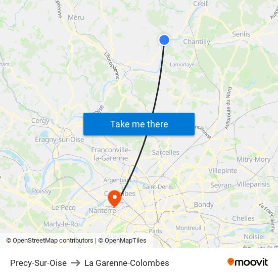 Precy-Sur-Oise to La Garenne-Colombes map