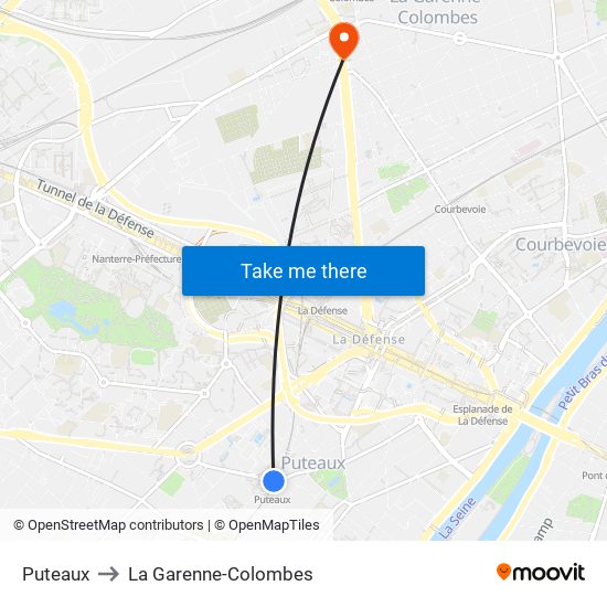 Puteaux to La Garenne-Colombes map