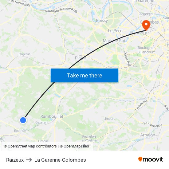 Raizeux to La Garenne-Colombes map