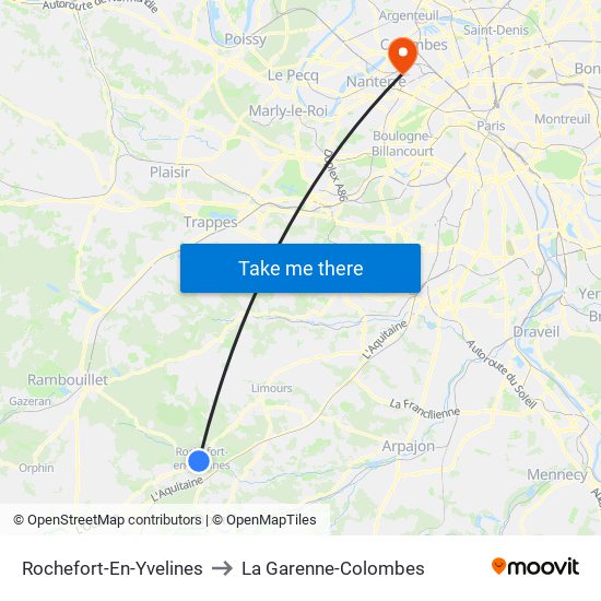 Rochefort-En-Yvelines to La Garenne-Colombes map