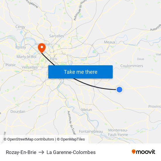Rozay-En-Brie to La Garenne-Colombes map
