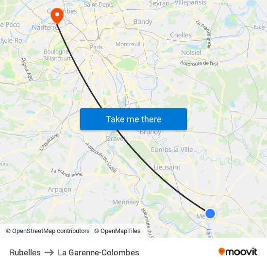 Rubelles to La Garenne-Colombes map