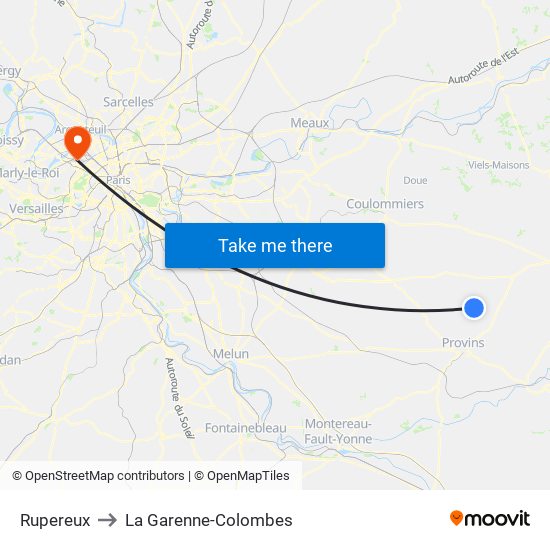 Rupereux to La Garenne-Colombes map