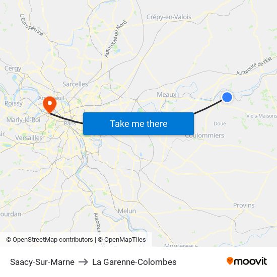 Saacy-Sur-Marne to La Garenne-Colombes map