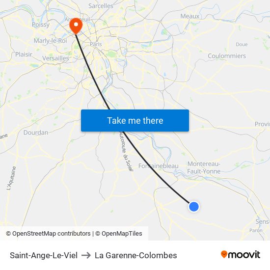Saint-Ange-Le-Viel to La Garenne-Colombes map