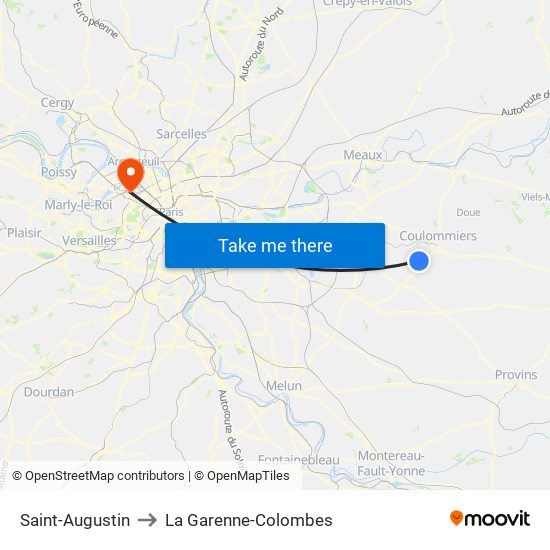 Saint-Augustin to La Garenne-Colombes map