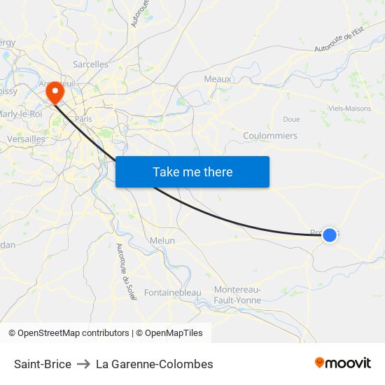 Saint-Brice to La Garenne-Colombes map