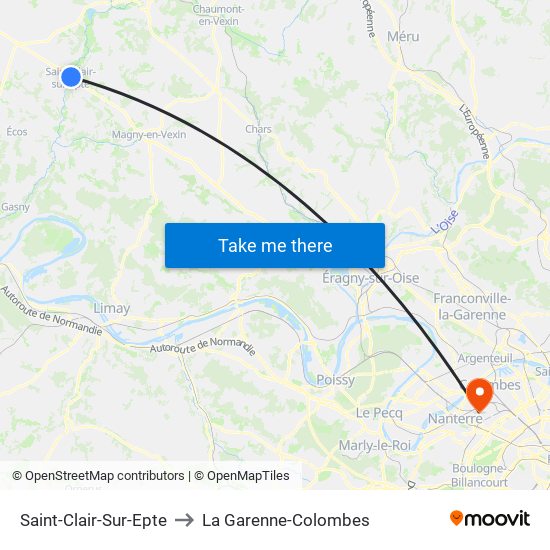 Saint-Clair-Sur-Epte to La Garenne-Colombes map