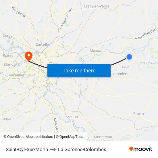 Saint-Cyr-Sur-Morin to La Garenne-Colombes map