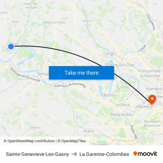 Sainte-Genevieve-Les-Gasny to La Garenne-Colombes map
