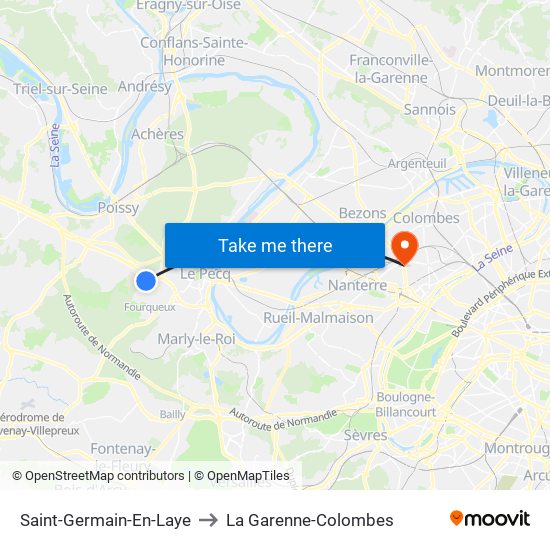 Saint-Germain-En-Laye to La Garenne-Colombes map