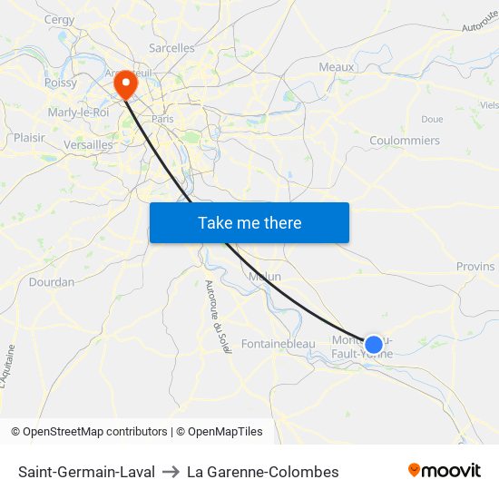 Saint-Germain-Laval to La Garenne-Colombes map
