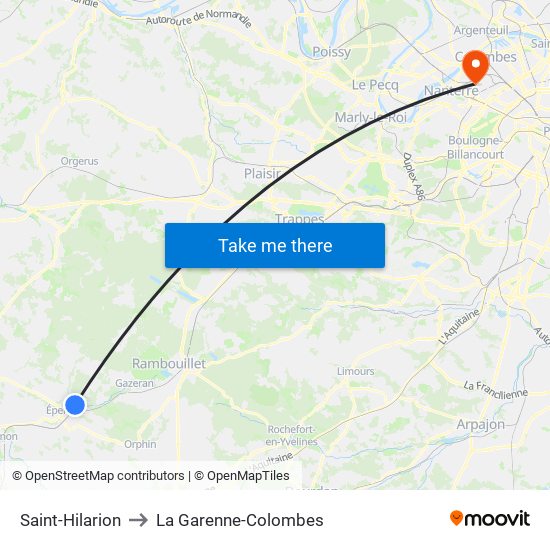 Saint-Hilarion to La Garenne-Colombes map