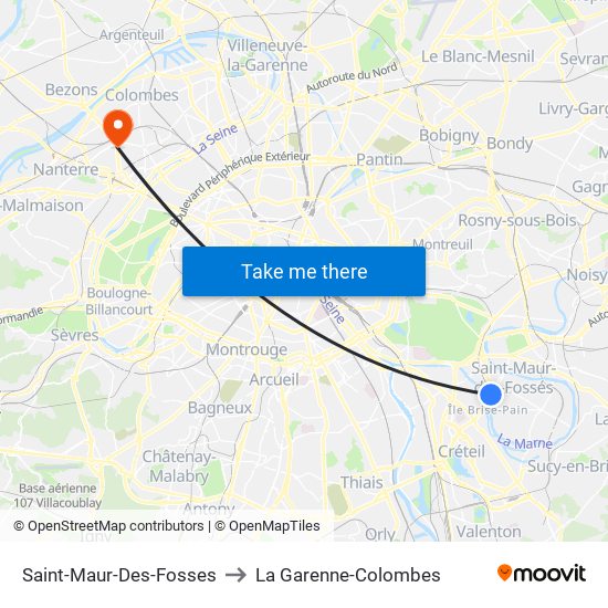 Saint-Maur-Des-Fosses to La Garenne-Colombes map