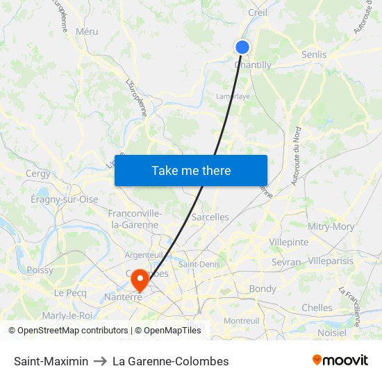Saint-Maximin to La Garenne-Colombes map
