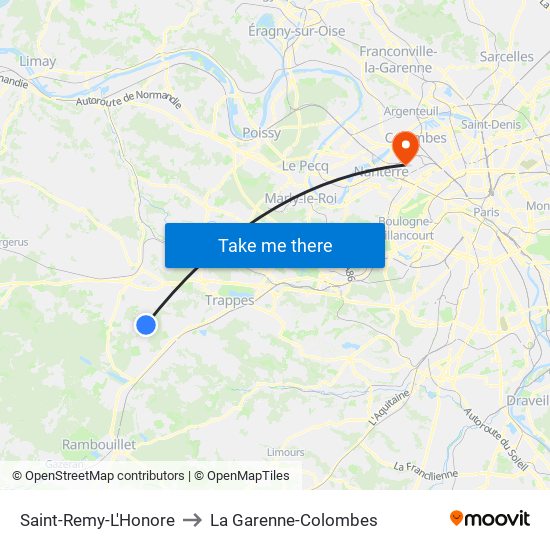 Saint-Remy-L'Honore to La Garenne-Colombes map