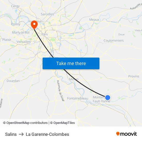 Salins to La Garenne-Colombes map