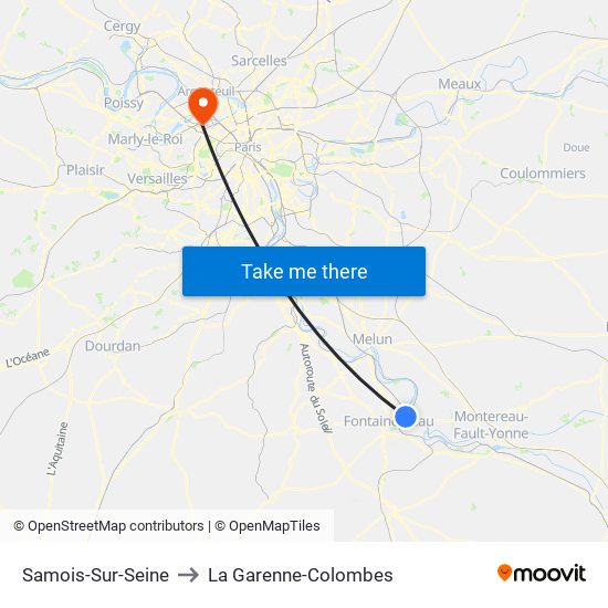 Samois-Sur-Seine to La Garenne-Colombes map