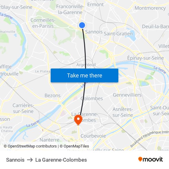 Sannois to La Garenne-Colombes map