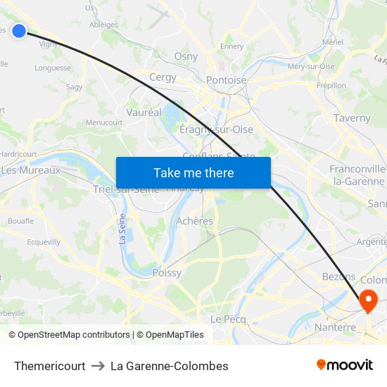 Themericourt to La Garenne-Colombes map