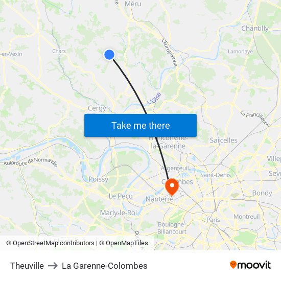 Theuville to La Garenne-Colombes map