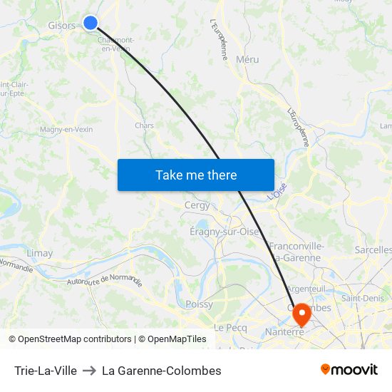 Trie-La-Ville to La Garenne-Colombes map