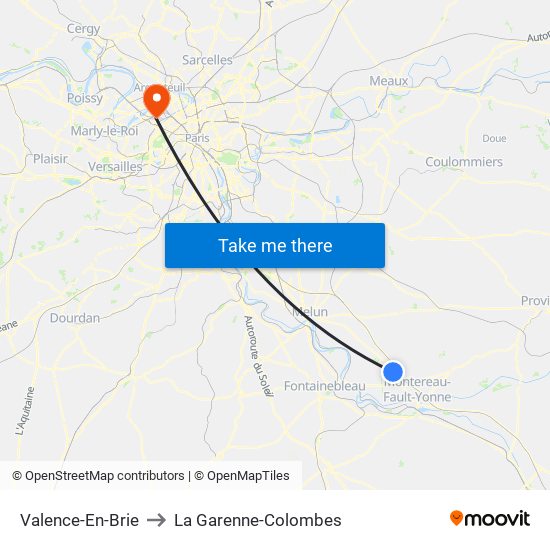 Valence-En-Brie to La Garenne-Colombes map