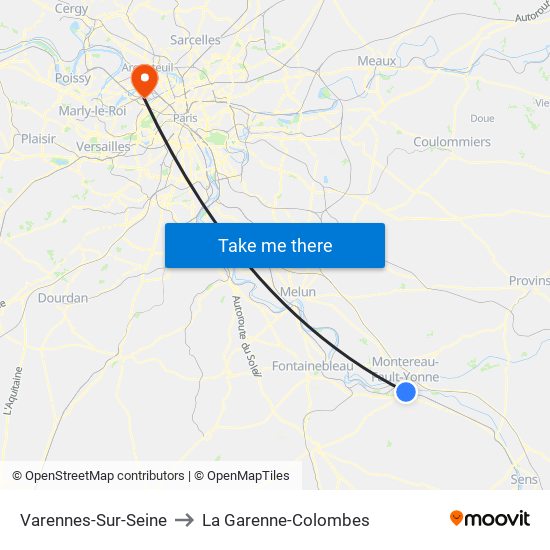 Varennes-Sur-Seine to La Garenne-Colombes map