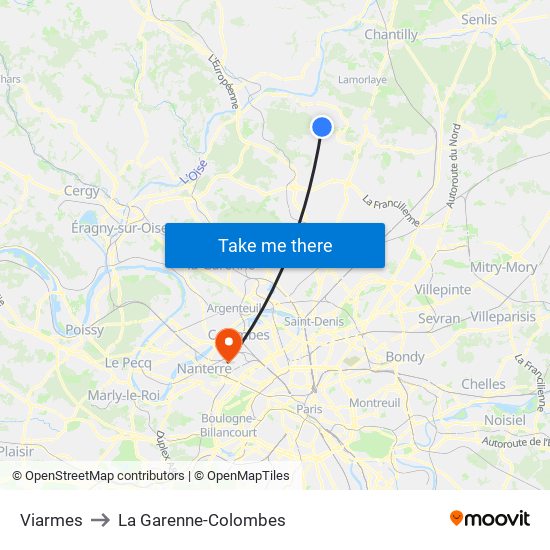 Viarmes to La Garenne-Colombes map