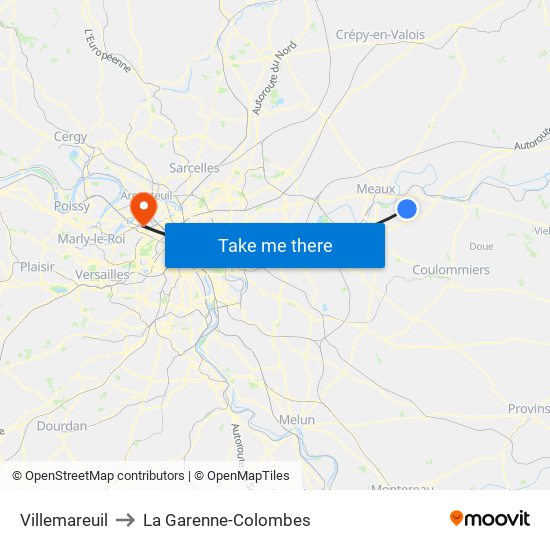 Villemareuil to La Garenne-Colombes map