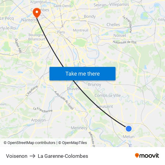 Voisenon to La Garenne-Colombes map