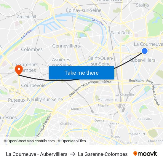 La Courneuve - Aubervilliers to La Garenne-Colombes map