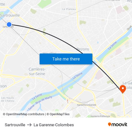 Sartrouville to La Garenne-Colombes map