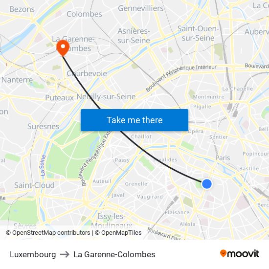 Luxembourg to La Garenne-Colombes map