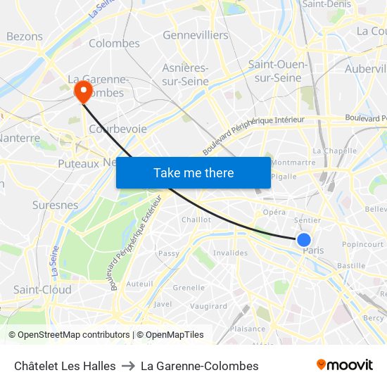 Châtelet Les Halles to La Garenne-Colombes map